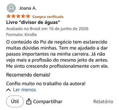 Avaliação 5 estrelas de leitor na Amazon